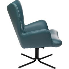 Swivel Armchair Oscar Leather Blue Berjer