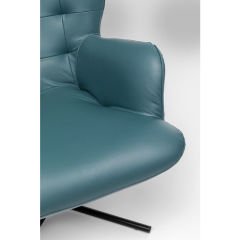 Swivel Armchair Oscar Leather Blue Berjer