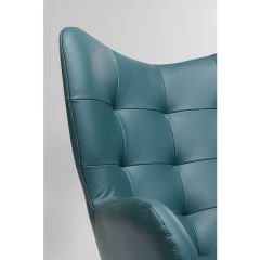 Swivel Armchair Oscar Leather Blue Berjer