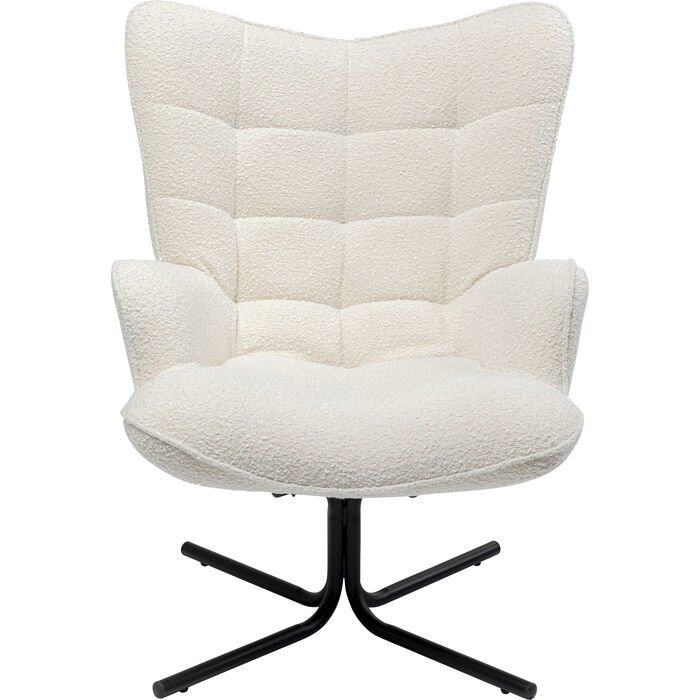 Swivel Armchair Oscar Boucle Cream Berjer
