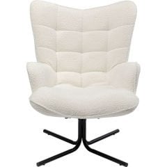 Swivel Armchair Oscar Boucle Cream Berjer