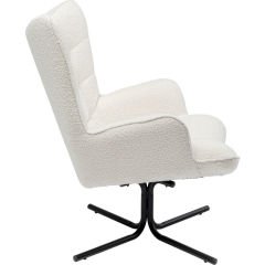Swivel Armchair Oscar Boucle Cream Berjer