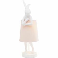 Tavşan Detaylı Beyaz Masa Lambası 68 cm