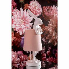 Tavşan Detaylı Beyaz Masa Lambası 68 cm