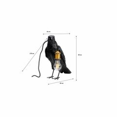 Animal Crow Mat Black Alüminyum Masa Lambası