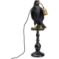 Animal Sitting Crow Mat Black Alüminyum Masa Lambası