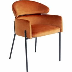 Alexia Velvet Orange Kolçaklı Sandalye