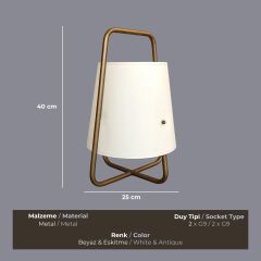 Lanterna Eskitme Gold Masa Lambası