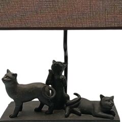 3 Figürlü Kedi Abajur