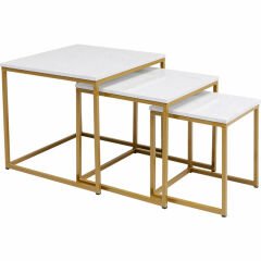 Key West Gold Mermer 3'lü Zigon Sehpa
