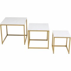 Key West Gold Mermer 3'lü Zigon Sehpa