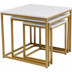 Key West Gold Mermer 3'lü Zigon Sehpa