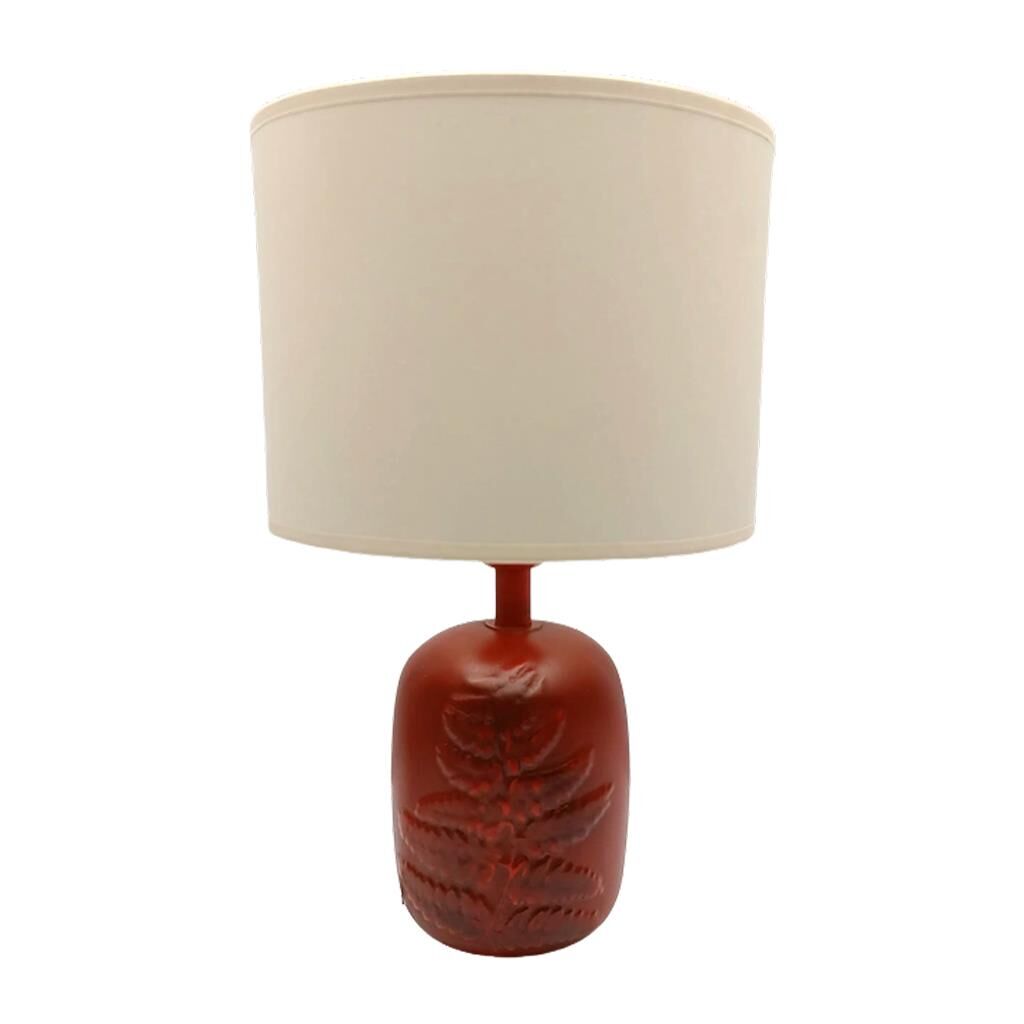 Yaprak Desenli Polyester Abajur Bordo