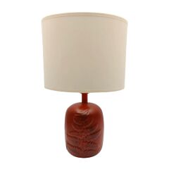Yaprak Desenli Polyester Abajur Bordo