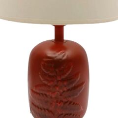 Yaprak Desenli Polyester Abajur Bordo