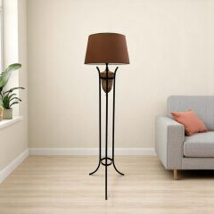 Zarela Siyah Eskitme Taş Detaylı Lambader