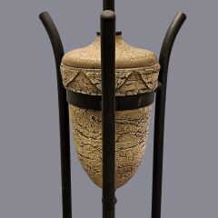 Zarela Siyah Eskitme Taş Detaylı Lambader