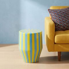 Side Table Candy Stripes Blue Ø30cm