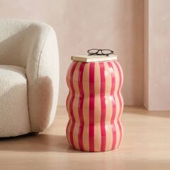 Side Table Candy Stripes Pink Ø30cm