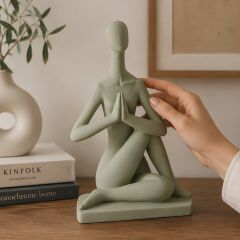 Zen Meditasyon Figürlü Dekoratif Biblo - Ada Yeşili