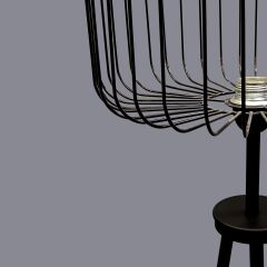 Miral Raflı Siyah Tripod Kafes Lambader