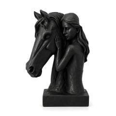Lina At Figürlü Dostluk Temalı Dekoratif Biblo - Siyah