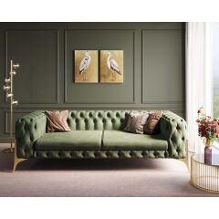 Sofa Bellissima 3-Seater Velvet Green 240cm