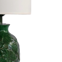 Yaprak Oymalı Polyester Abajur Yeşil