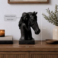 Lina At Figürlü Dostluk Temalı Dekoratif Biblo - Siyah