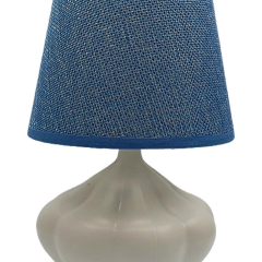 Minimal Abajur Gri Polyester Gövde Mavi Desenli Şapka