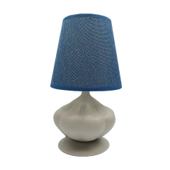 Minimal Abajur Gri Polyester Gövde Mavi Desenli Şapka