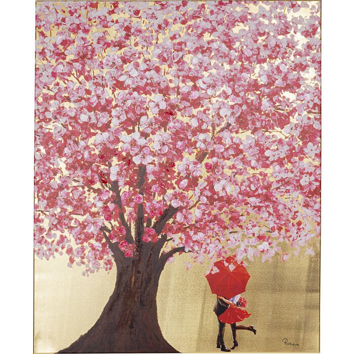 Flower Couple Gold Pink Tablo 80x100 cm