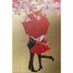 Touched Flower Couple Gold Pink Tablo 120x160 cm