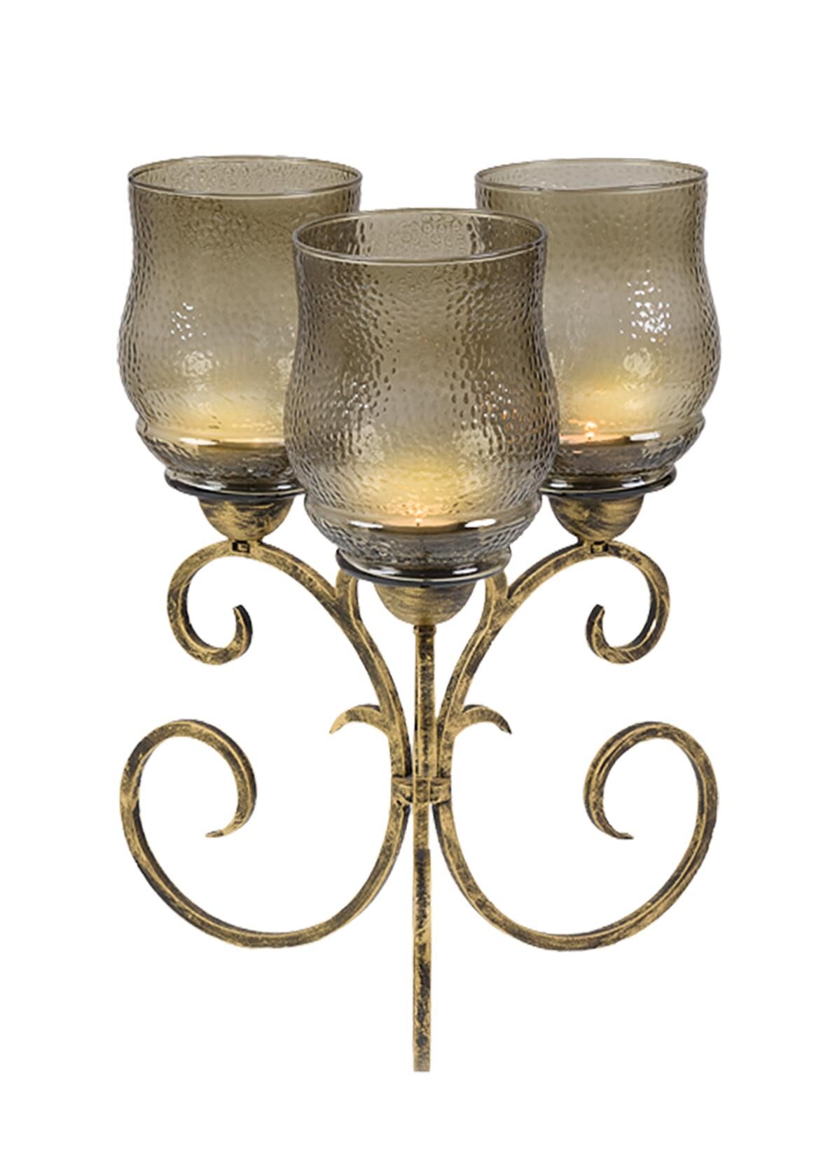 3 Kadehli Cam Şamdan