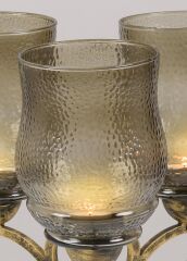 3 Kadehli Cam Şamdan