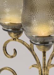 3 Kadehli Cam Şamdan