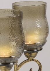 3 Kadehli Cam Şamdan