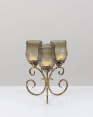 3 Kadehli Cam Şamdan