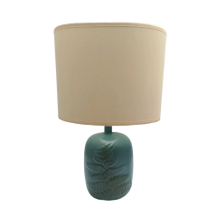 Yaprak Desenli Polyester Abajur Turkuaz