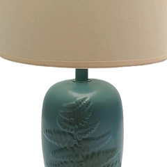 Yaprak Desenli Polyester Abajur Turkuaz