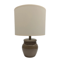 İşlemeli Bej Polyester Abajur