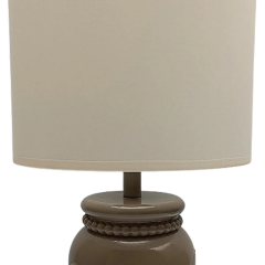 İşlemeli Bej Polyester Abajur