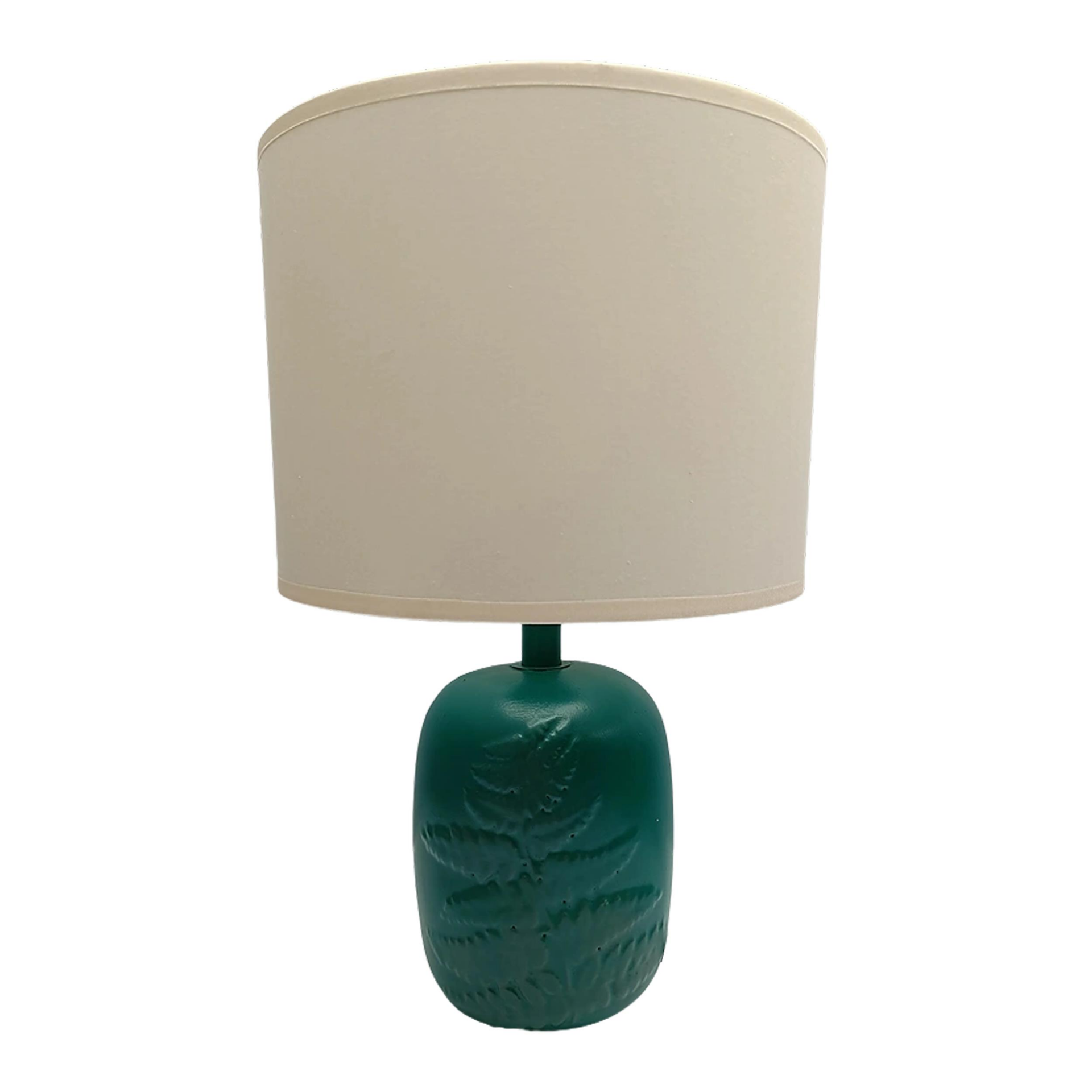 Yaprak Desenli Polyester Abajur Yeşil