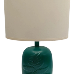 Yaprak Desenli Polyester Abajur Yeşil