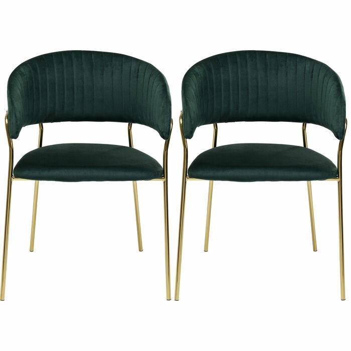 Belle Velvet Green 2'li Kolçaklı Sandalye