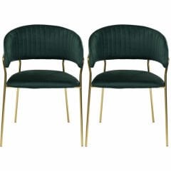 Belle Velvet Green 2'li Kolçaklı Sandalye