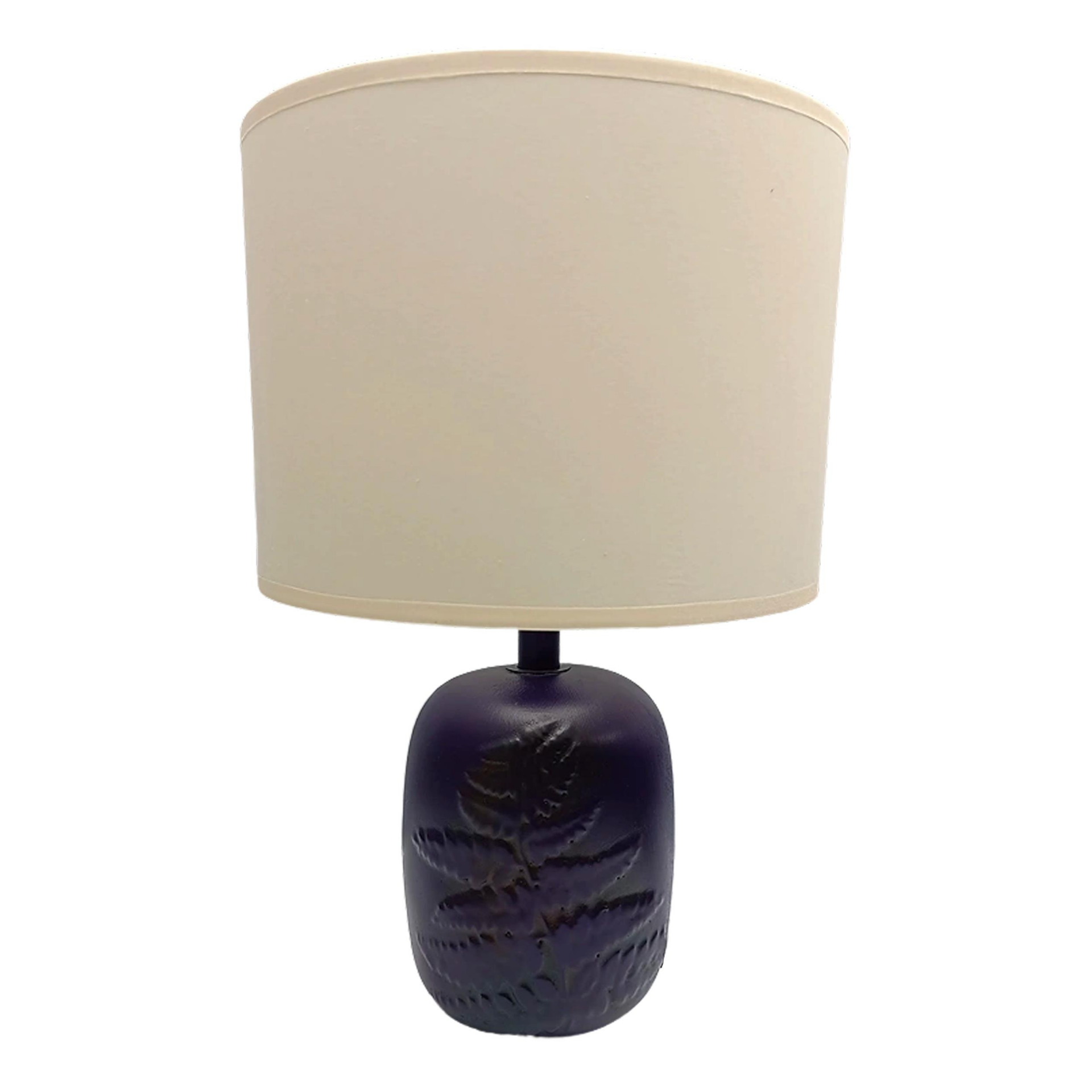 Yaprak Desenli Polyester Abajur Mor