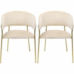 Armrest Belle Kadife Görünümlü Krem Çalışma Sandalyesi