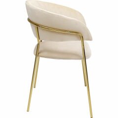 Armrest Belle Kadife Görünümlü Krem Çalışma Sandalyesi