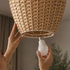 Ceral Hasır Sarı Rattan Sarkıt Avize